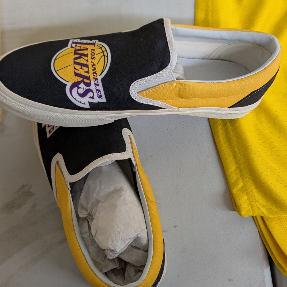 Lakers Black and Yellow Slip-On Sneakers